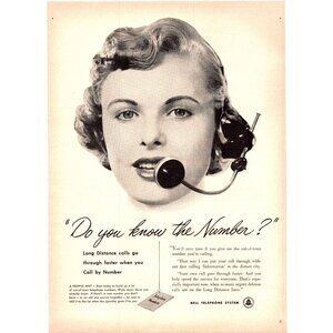 1952 Bell Telephone System Long Distance Operator Vintage Print Ad 50s Wall Art